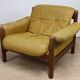 Scandinavian leather and beech armchair, 1960