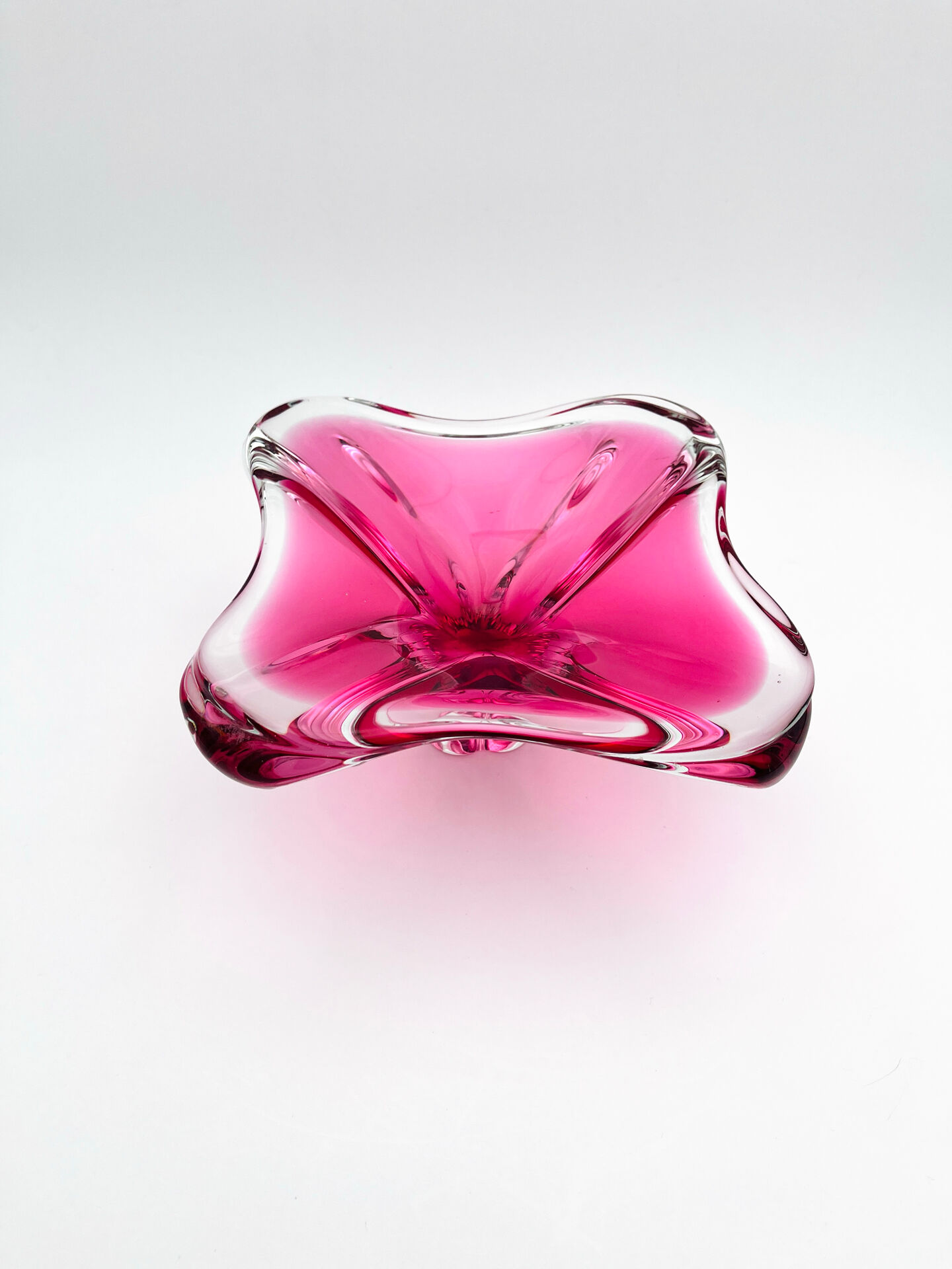 Large Crystal Bowl Bohemia Josef Hospodka 2.6kg Ruby Design 1960