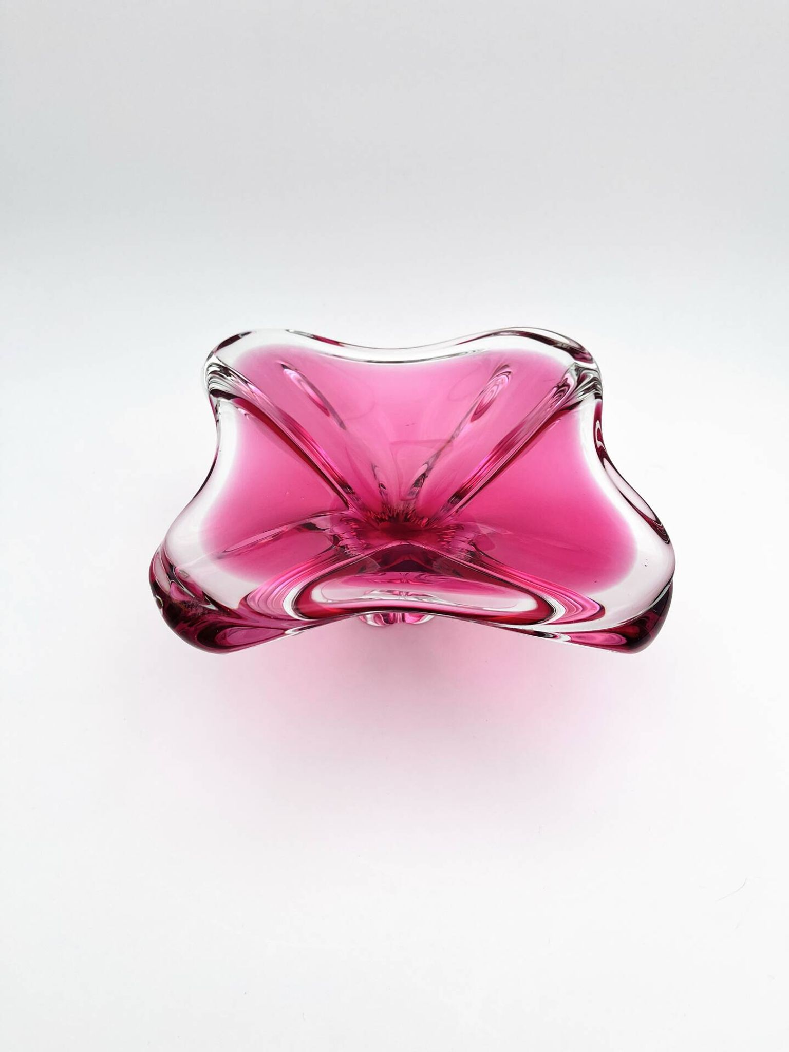 Large Crystal Bowl Bohemia Josef Hospodka 2.6kg Ruby Design 1960