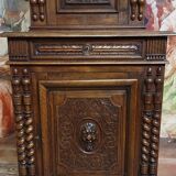 Antique solid walnut piece of furniture, finely carved, in Renaissance style.