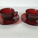 Set of cups and saucers Arcoroc Sierra ruby – 1970s