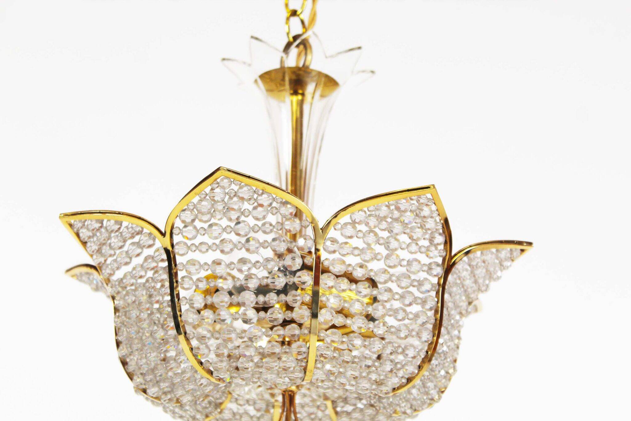 Medium sized crystal glass ‘Tole’ chandelier light by Palwa, Germany 1970’s