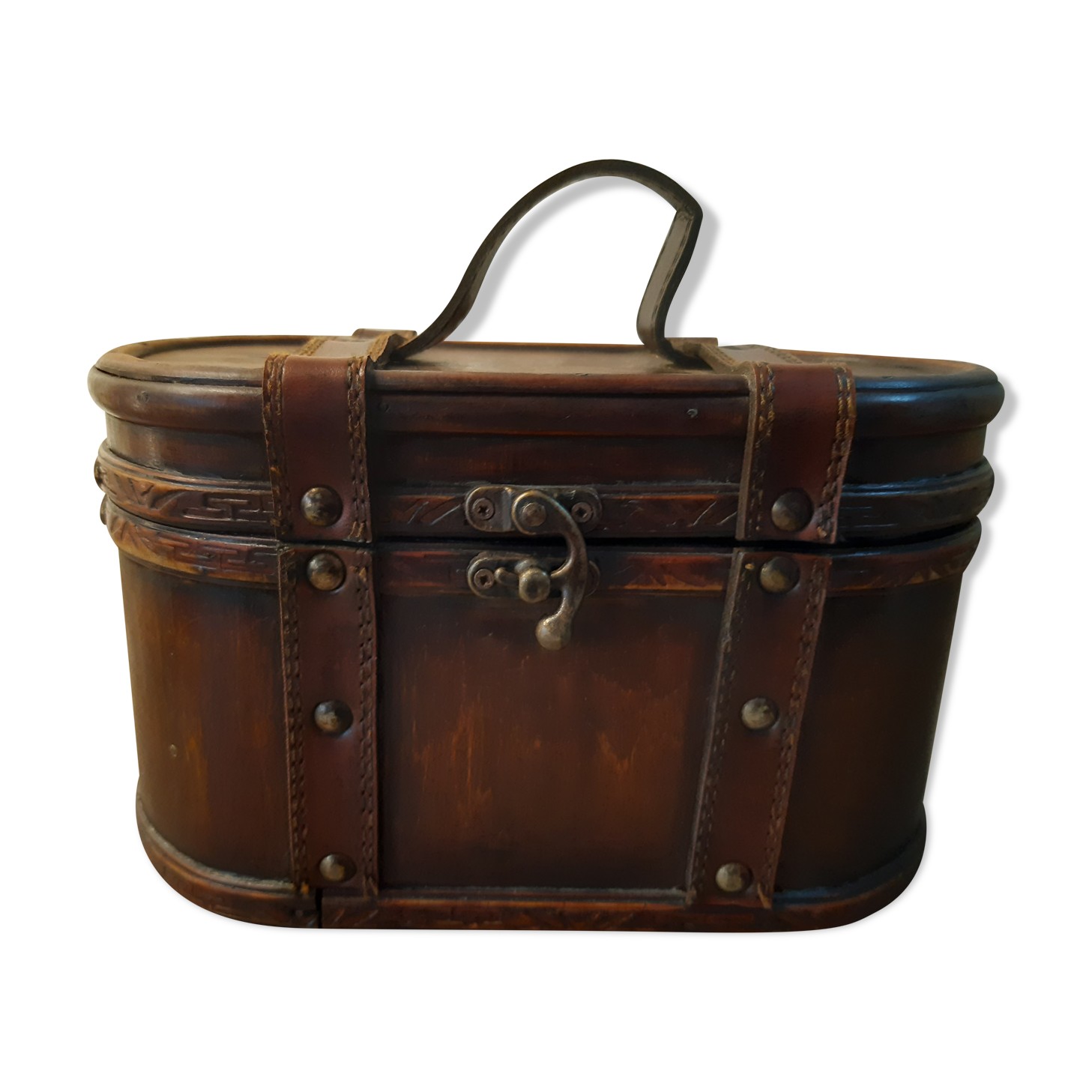 Chest old wood and leather