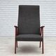 1970s, Danish highback armchair, furniture fabric, teak wood.