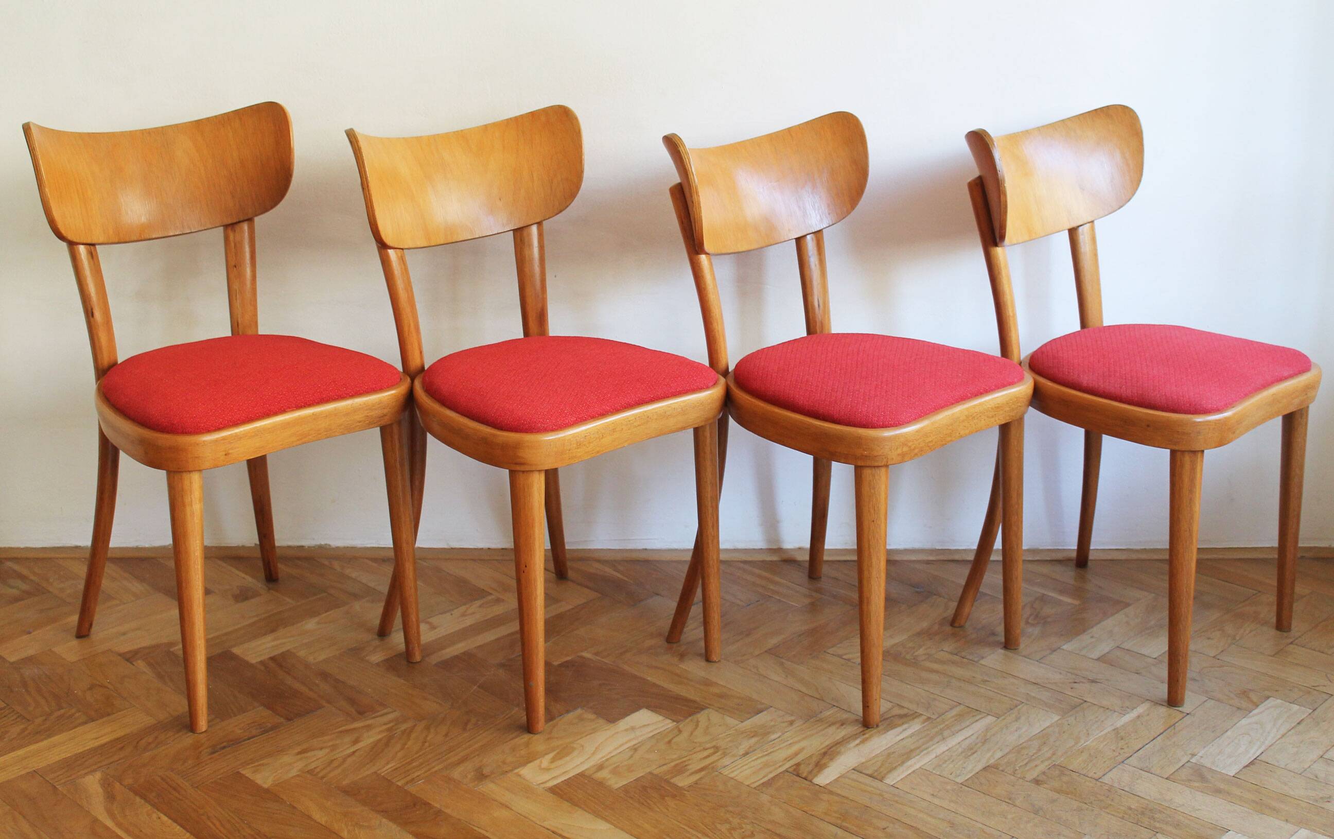 Set of Four Thonet Dining Chairs, Late 1940s