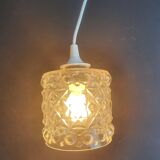 Pair of vintage 1970s glass pendant lights