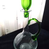 Blown glass wine carafe with engraved decoration