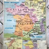 carte scolaire Librairie Armand Colin Reinhart et Wagret Gaule Romaine avec accroche en bois 1970