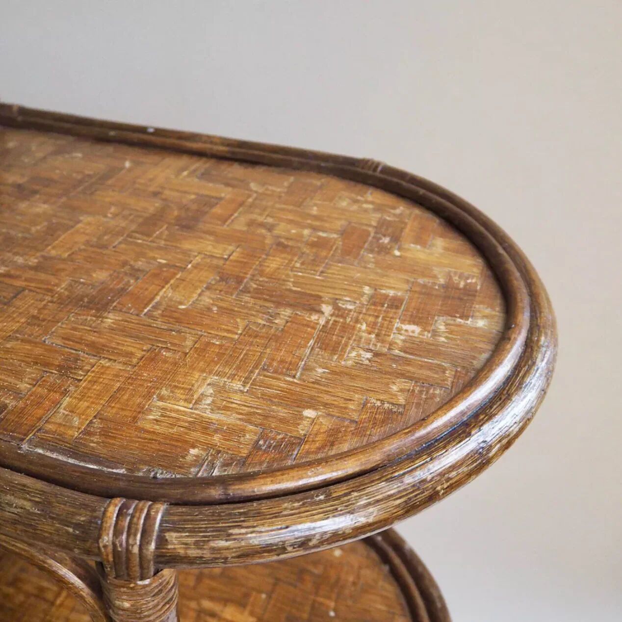 Rattan serving trolley