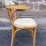 Pair of vintage curved wood bistro armchairs