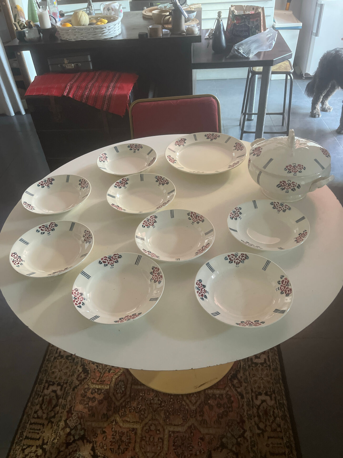 Antique faience service Meaux Longchamp