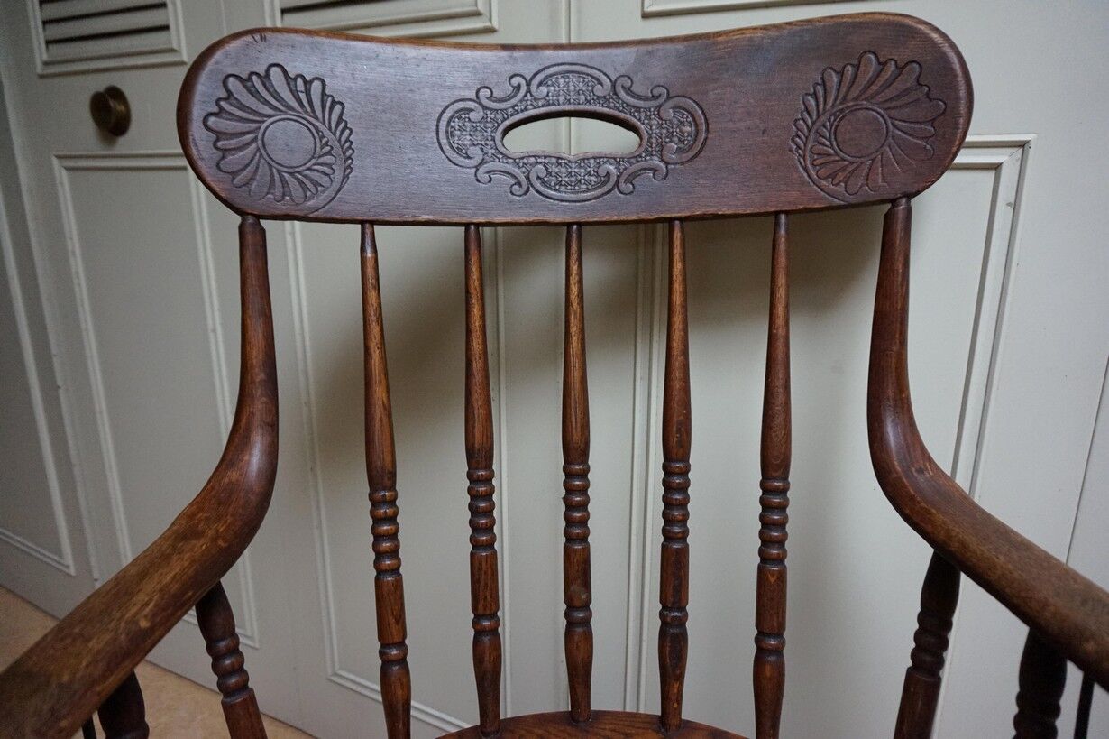 19th Century American Oak Revolving Library Armchair