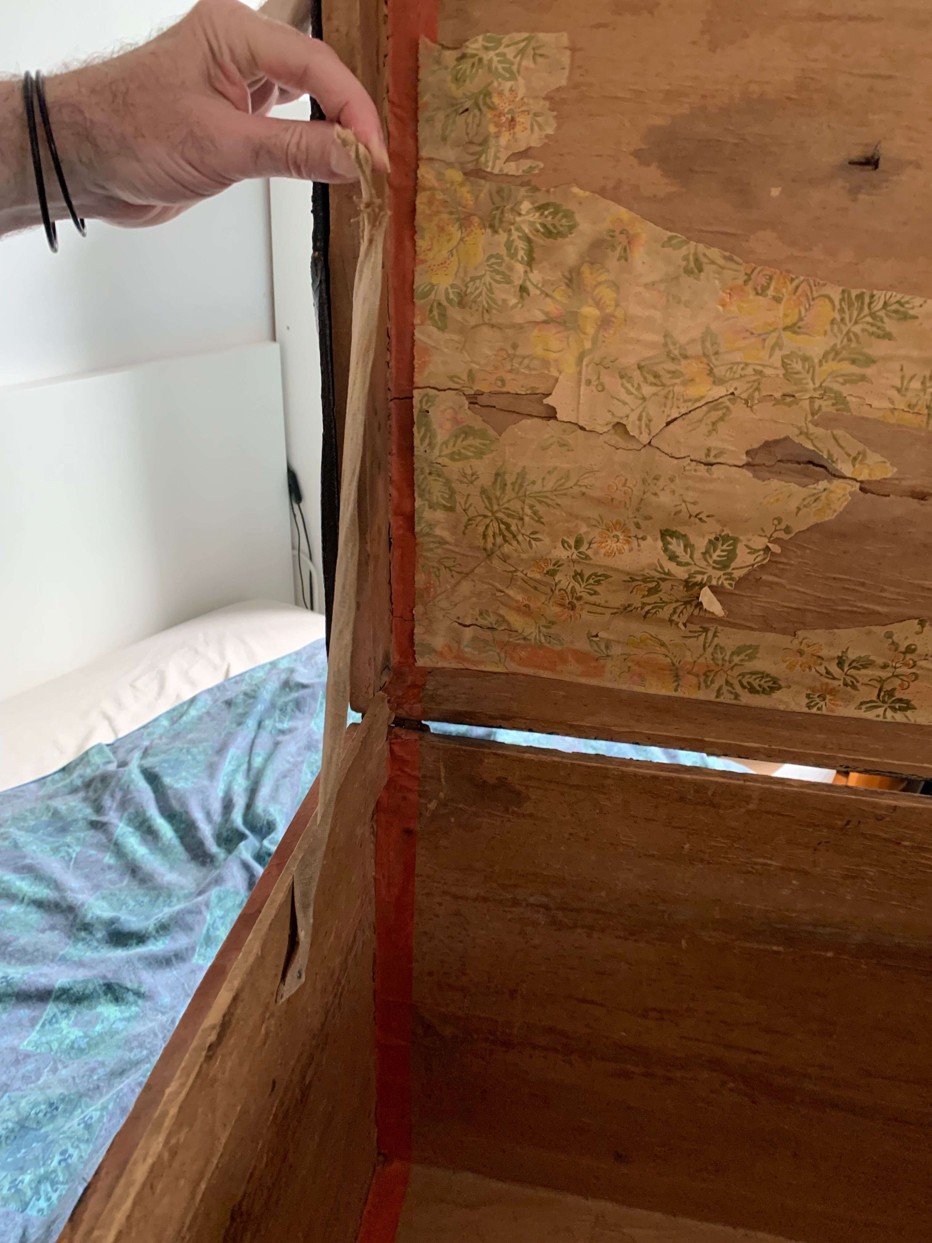 Antique painted English naval chest