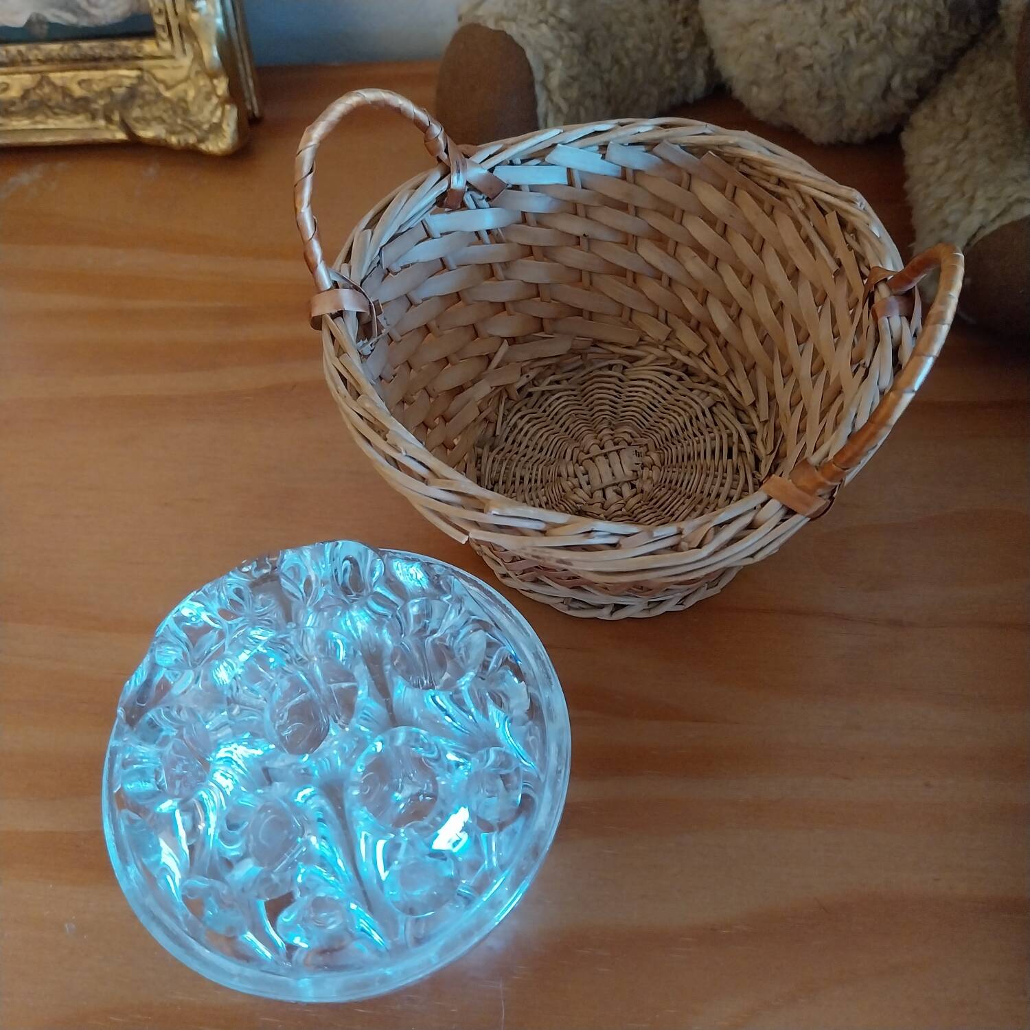 Old glass flower pitcher