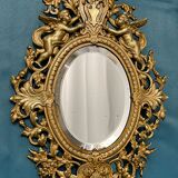 Bronze mirror napoleon III H39x23 decoration with putti and mascaron