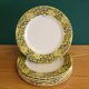 6 flat plates Cacharel floral decoration yellow and blue