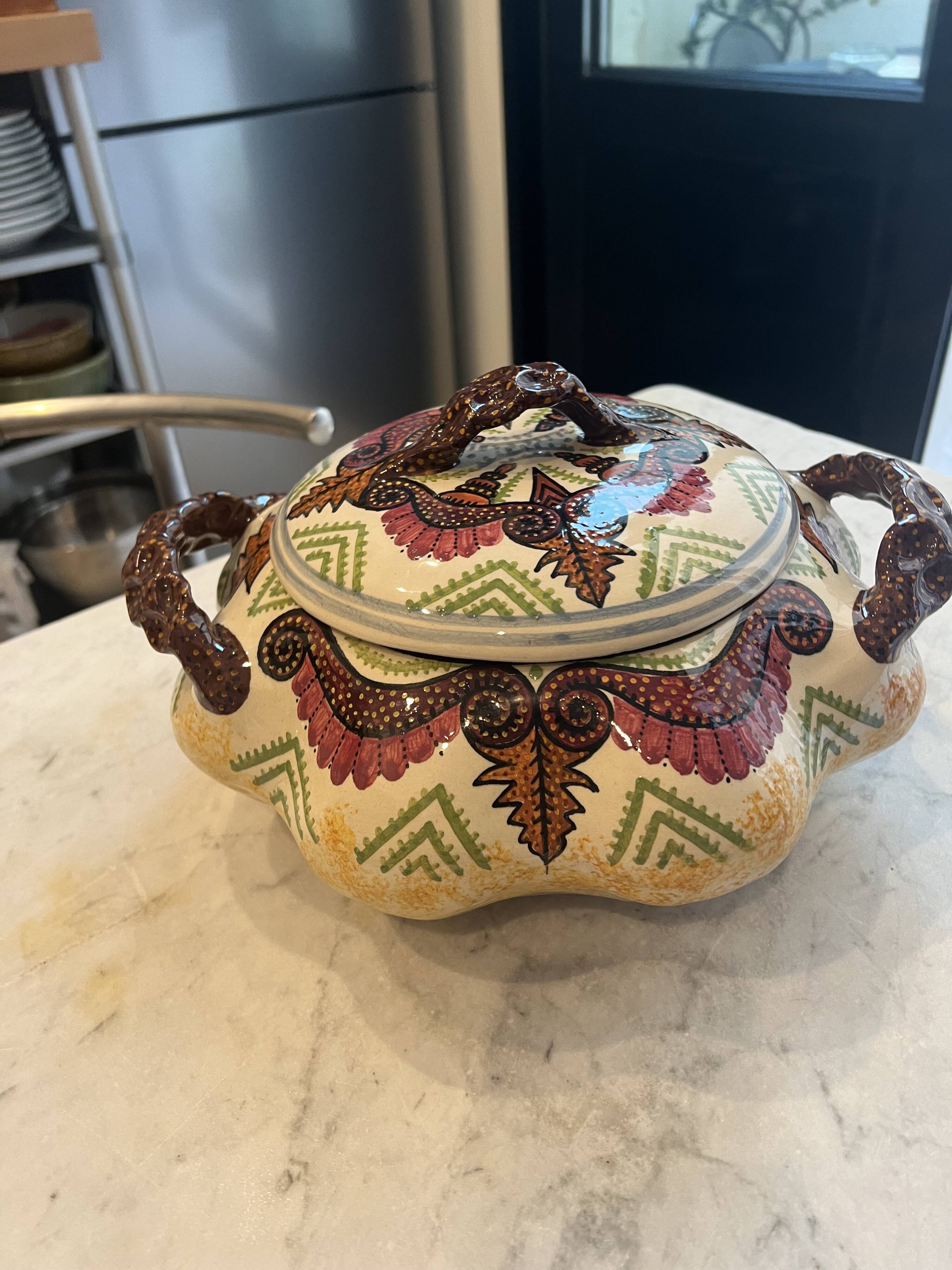 Earthenware tureen Paul Fouillen Quimper