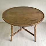 60's vintage rattan garden table