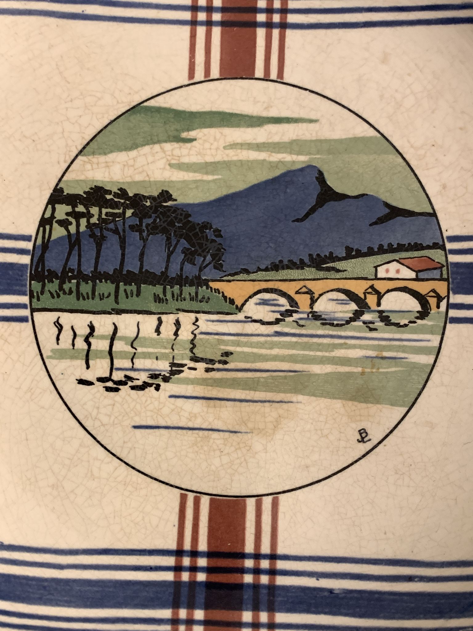 Compotier Sarreguemines Ramuntcho, view of the Basque Country, Saint Jean de Luz and the Rhune