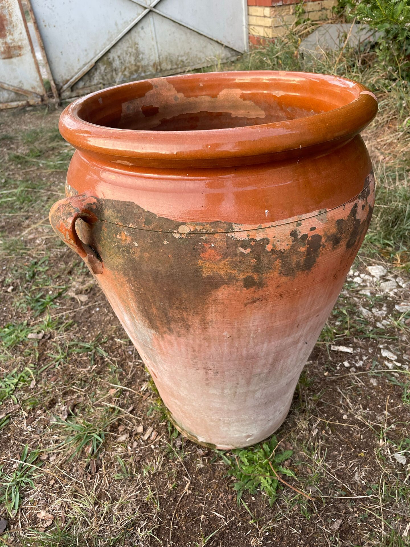 Large ancient jar in glazed terracotta – H. 56 cm