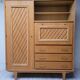 Armoire commode bois et rotin 1960