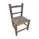 Old wooden children's chair with vintage braided seat