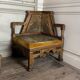 Pair of corner armchairs and an Orientalist bench in carved and polychrome wood from around 1900.