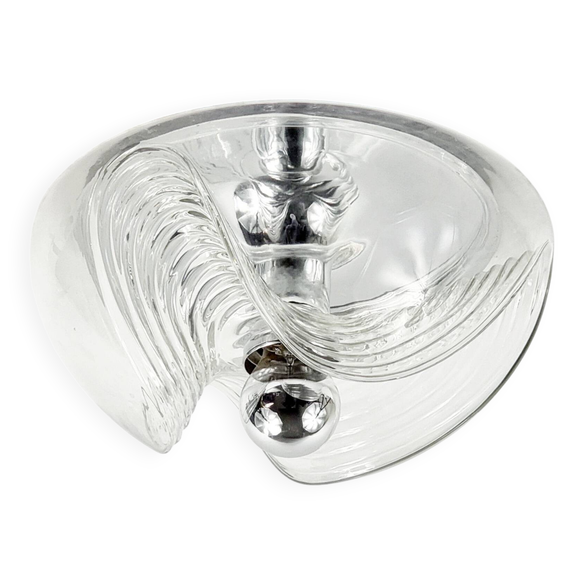 1/2 XL Mid-Century Space Age Wave Glass Ceiling Lights by Koch & Lowy, 70s