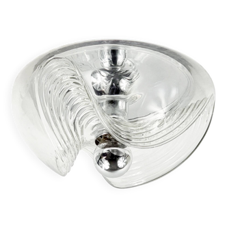 1/2 XL Mid-Century Space Age Wave Glass Ceiling Lights by Koch & Lowy, 70s