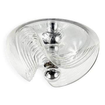 1/2 XL Lumières de plafond en verre ondulé de style Mid-Century Space Age par Koch & Lowy, années 70