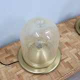 Pair of La Murrina 1970s dome lamps pulegoso glass & gilded brass