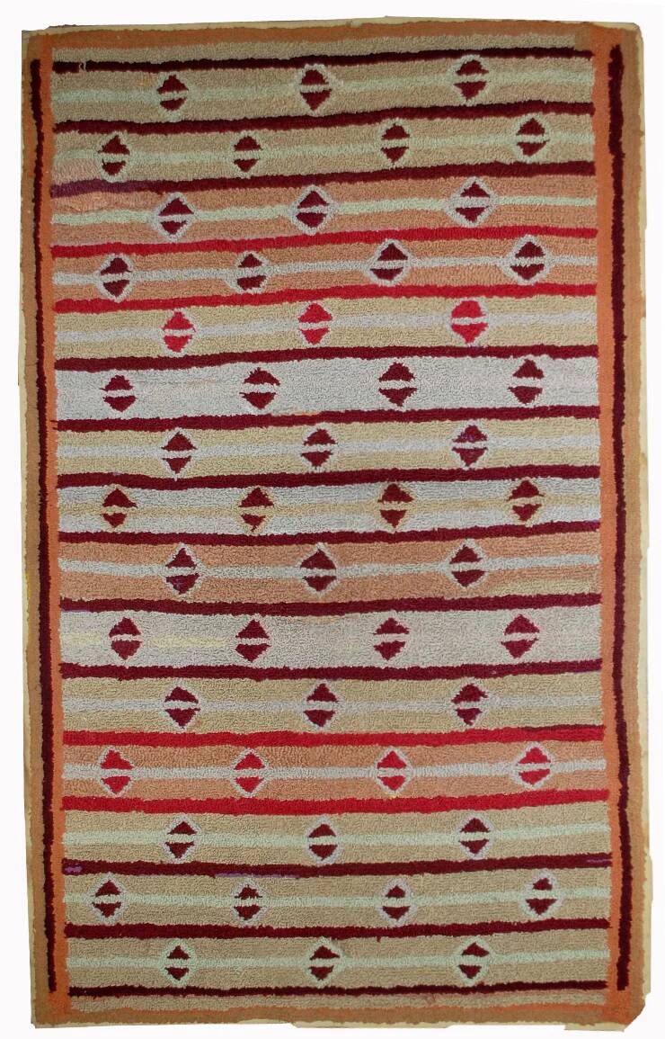 Tapis crocheté antique américain fait main, années 1890