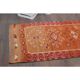 Tapis coureur vintage en laine et coton turc noué à la main orange 82x382