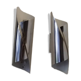 Pair of 70s/80s bidirectional chrome wall lights