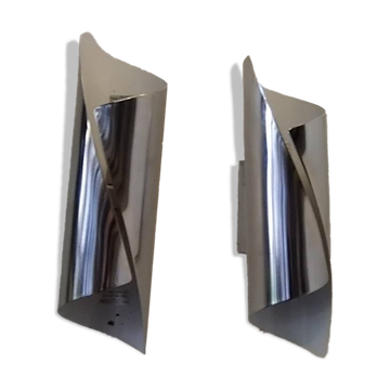 Pair of 70s/80s bidirectional chrome wall lights