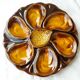 5 oyster plates in slipware