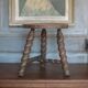 Vintage stool, old wooden stool, tripod stool