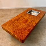 Italian design elm burl coffee table from the 70s Roche Bobois