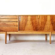 Walnut veneer row edition Bytomskie Zaklady, Polish Mid-Century 1960s