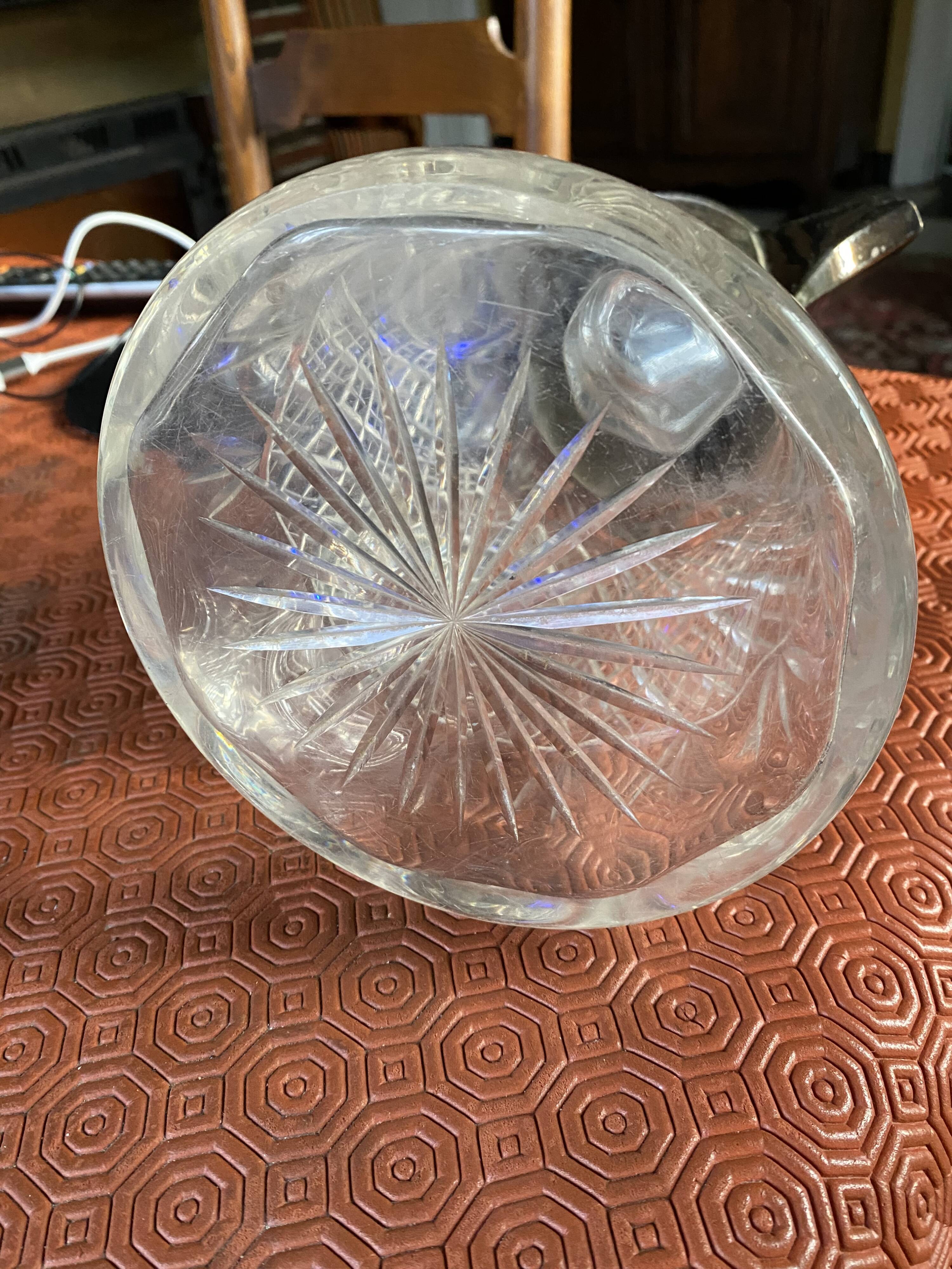 Glass and silver carafe