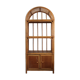 Woven rattan and bent bamboo arched bookcase display high wall cabinet.