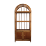 Woven rattan and bent bamboo arched bookcase display high wall cabinet.