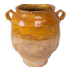 Antique yellow enamel confit pot from the 19th century