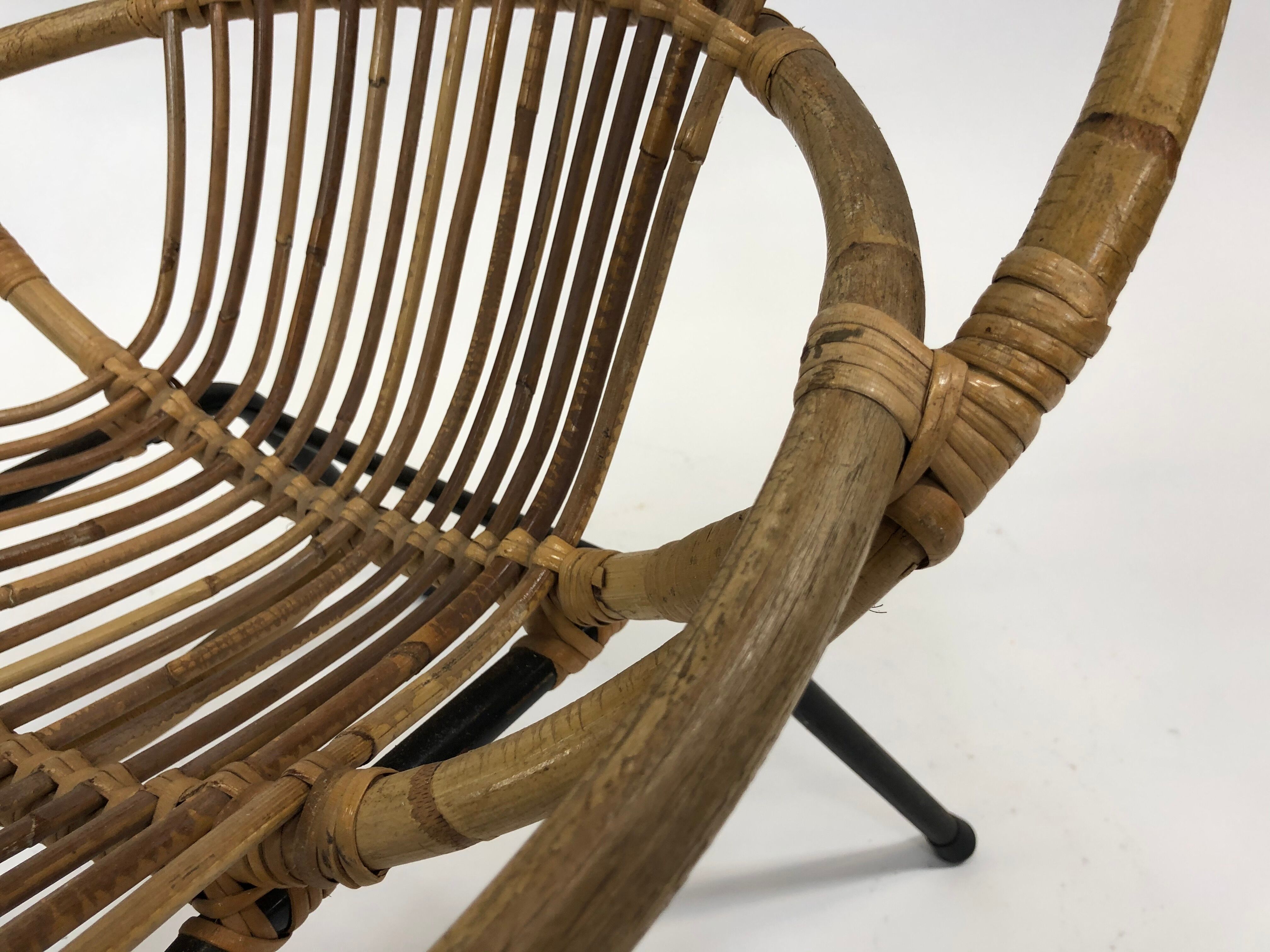 Fauteuil vintage en rotin par Dirk van Sliedregt Rohe Noordwolde 1960 aux Pays-Bas