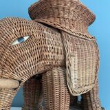Side table, vintage rattan elephant end table