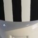 Vintage Ikea table lamp in white ceramic, Memphis style with black and white lampshade.