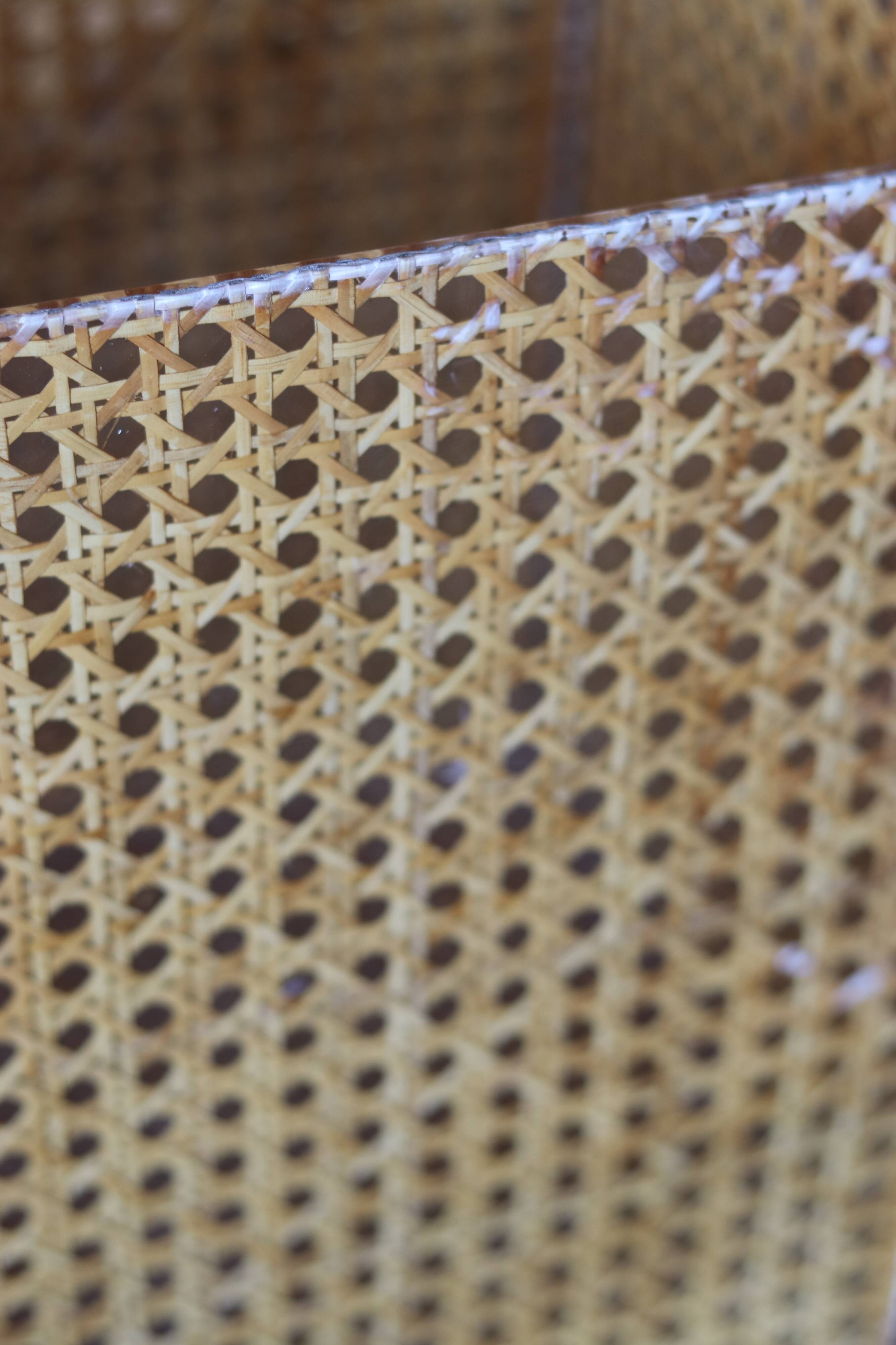 Cane and plexiglass basket, 1970s