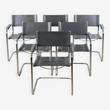 Ensemble de 6 chaises tubulaires Bauhaus, années 1970