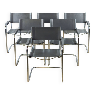 Ensemble de 6 chaises tubulaires Bauhaus, années 1970