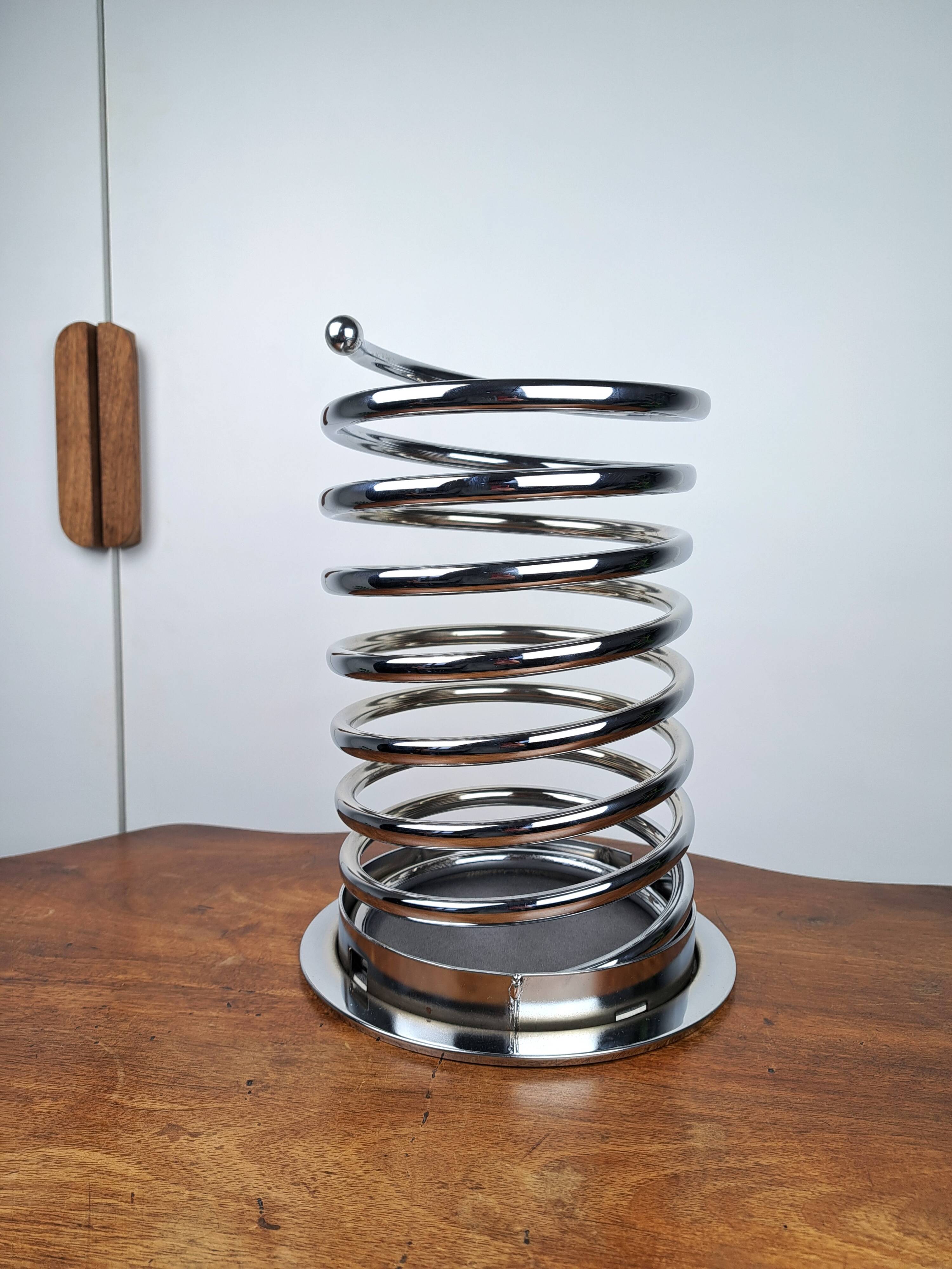Vintage chrome spring-shaped umbrella stand